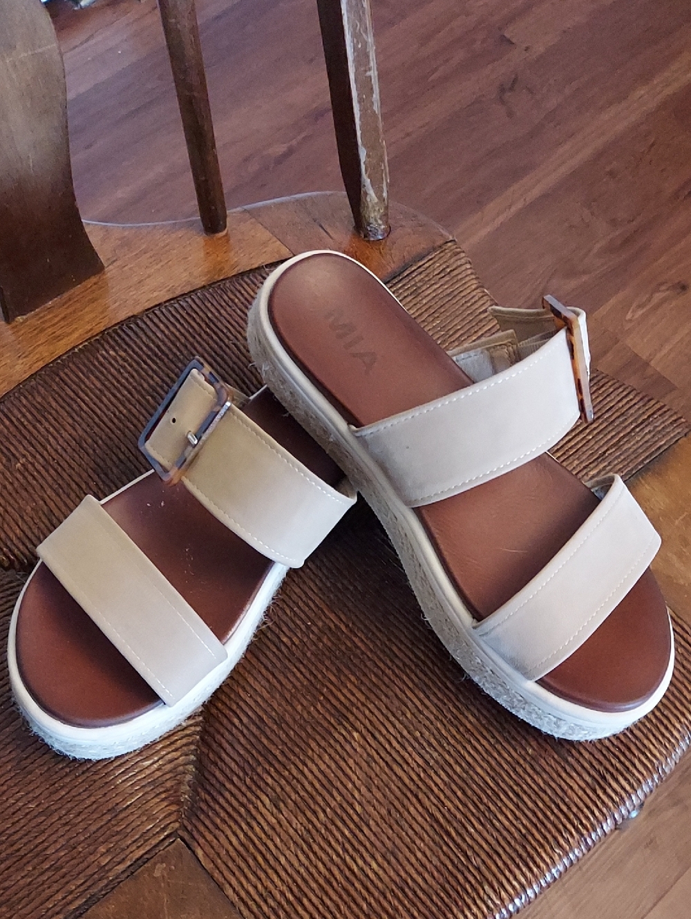 MIA Beige Double-Strap Slide Sandal with Buckle - Picture 3 of 7